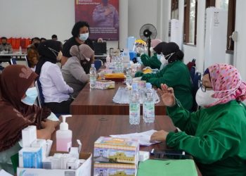 Antusias Warga Datangi Gerai Vaksin Presisi Polres Siak,Kapolres ” Tetap Patuhi Prokes “