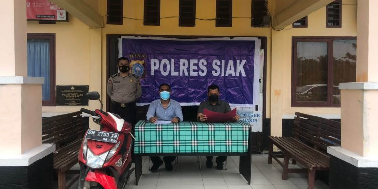 Polsek Koto Gasib Polres Siak Lakukan Konferensi Pers Barang Temuan Ranmor