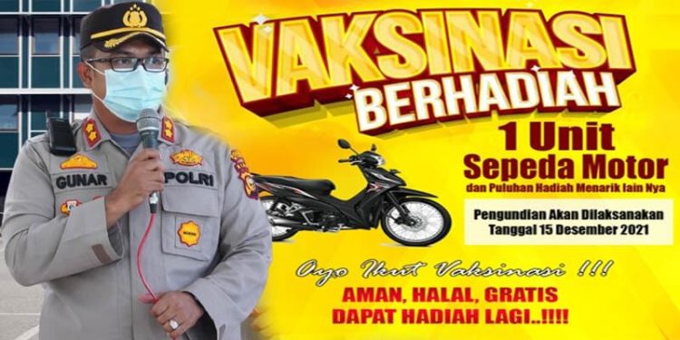 Dukung Percepatan Vaksinasi Di Kabupaten Siak, Polres Siak Berikan Hadiah Sepeda Motor Bagi Peserta Vaksinasi