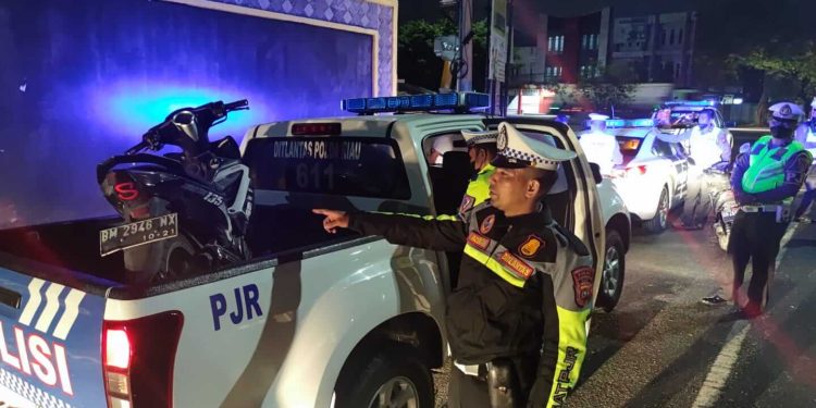 Kurun Waktu Sepekan Ditlantas Polda Riau & Jajaran Amankan 55 Motor Balap Liar