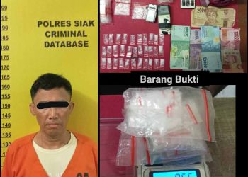 Simpan 32 Paket Diduga Narkotika Jenis Shabu di dalam Bra Istri,Seorang Pria Paruh Baya Diamankan Satres Narkoba Polres Siak.
