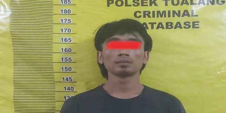 Seorang Pria Pelaku KDRT Warga Kelurahan Perawang Kecamatan Tualang Diamankan Tim Opsnal Polsek Tualang