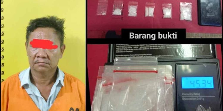 SS ALIAS GUS DUR diamankan Satres Narkoba Polres Siak dengan barang bukti 12 paket Jenis Shabu