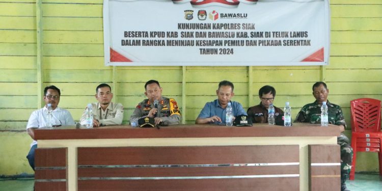 Bersinergi Dengan KPUD Dan Bawaslu, Kapolres Siak AKBP Asep Sujarwadi Lakukan Kunjungan Kerja Ke Kampung Teluk Lanus
