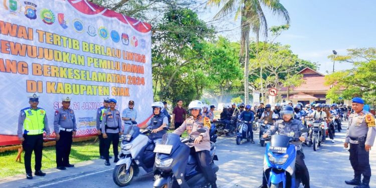 Wujudkan Pemilu Damai, Polres Siak Ikut Laksanakan Deklarasi Tertib Berlalu Lintas