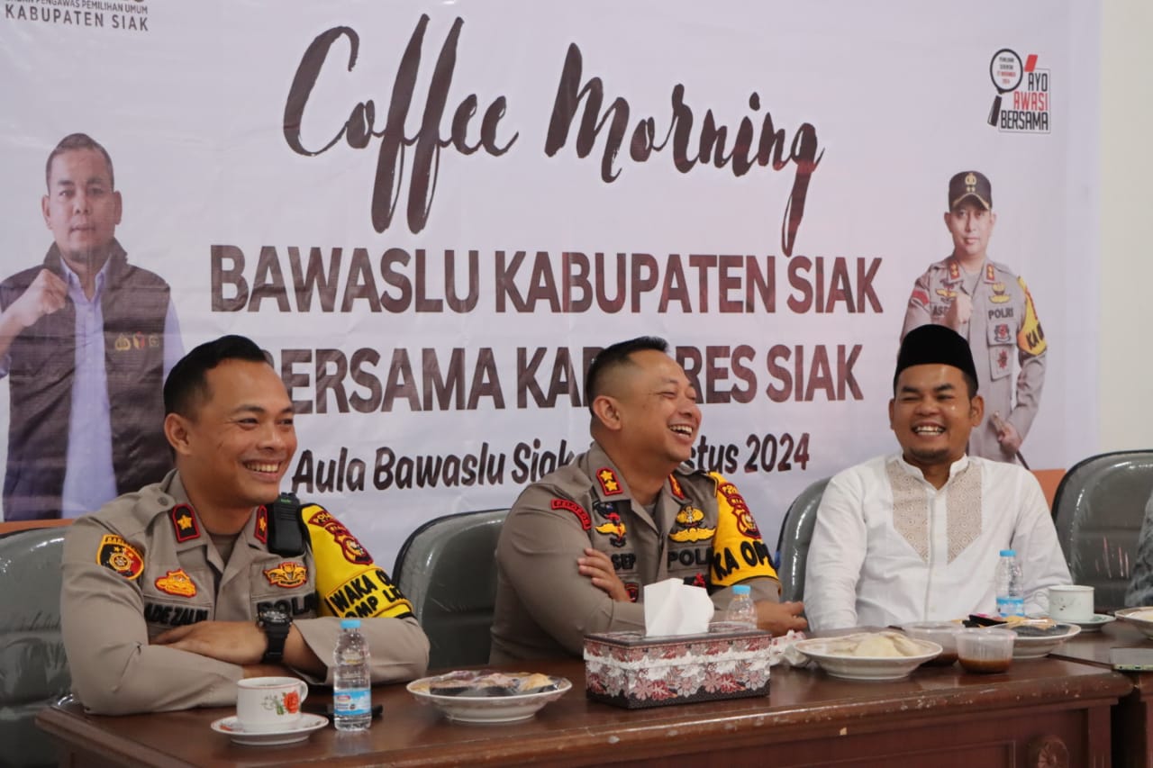 Perkuat Sinergitas Kolaborasi Ciptakan Pilkada Aman dan Lancar, Kapolres Siak AKBP Asep Sujarwadi Ngopi Bareng Bawaslu