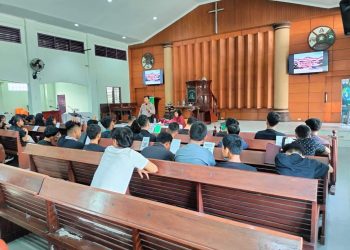 Jadikan Sarana Cooling System,Polres Siak Sampaikan Pesan Pemilu Damai Melalui Minggu Kasih