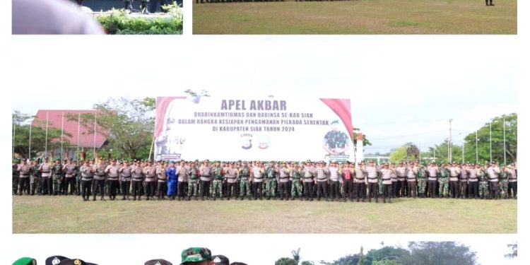 Gelar Apel Akbar Bhabinkamtibmas Dan Babinsa Se – Kabupaten Siak, Polres Siak dengan Kodim 0322 / Siak Bersinergi Dari Lini Terbawah Siap Amankan Pilkada 2024