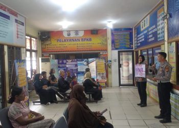 Cooling System, Satlantas Polres Siak Sosialisasikan Keselamatan Berlalu lintas dan Pesan Pemilu Damai Kepada Pengunjung Samsat