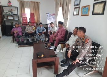 Laksanakan Giat Silaturahmi Kamtibmas, Polsek Minas Sampaikan Pesan Pemilu Damai