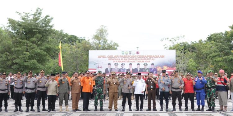 Ikuti Apel Kesiapsiagaan Bencana, Kapolres Siak AKBP Asep Sujarwadi : "Demi Keamanan Pilkada, Pindahkan TPS yang Berpotensi Terdampak Banjir"