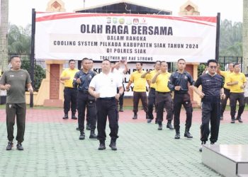 Menuju Pilkada Damai, Kapolres Siak Ajak Semua Paslon Bupati - Wakil Bupati Siak Olahraga Bersama