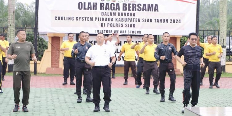 Menuju Pilkada Damai, Kapolres Siak Ajak Semua Paslon Bupati - Wakil Bupati Siak Olahraga Bersama