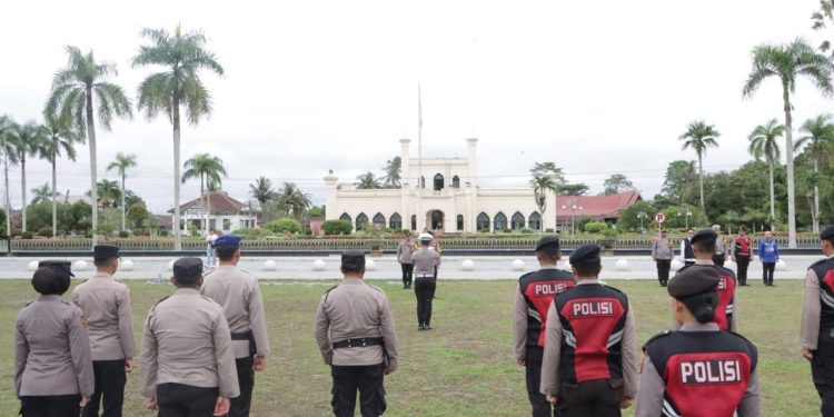 Apel Gabungan Dalam Rangka Patroli Skala Besar, Polres Siak Perketat Keamanan Di Objek Objek Vital Pilkada
