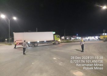 Pastikan Aman Dan Lancar, Polsek Minas Lakukan Pengamanan Dan Pengaturan Lalu Lintas Di Exit Tol KM.28 Minas