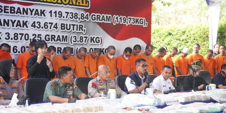 Wakapolda Riau Pimpin Pemusnahan Barang Bukti Narkoba Di Lapangan Mapolda Riau