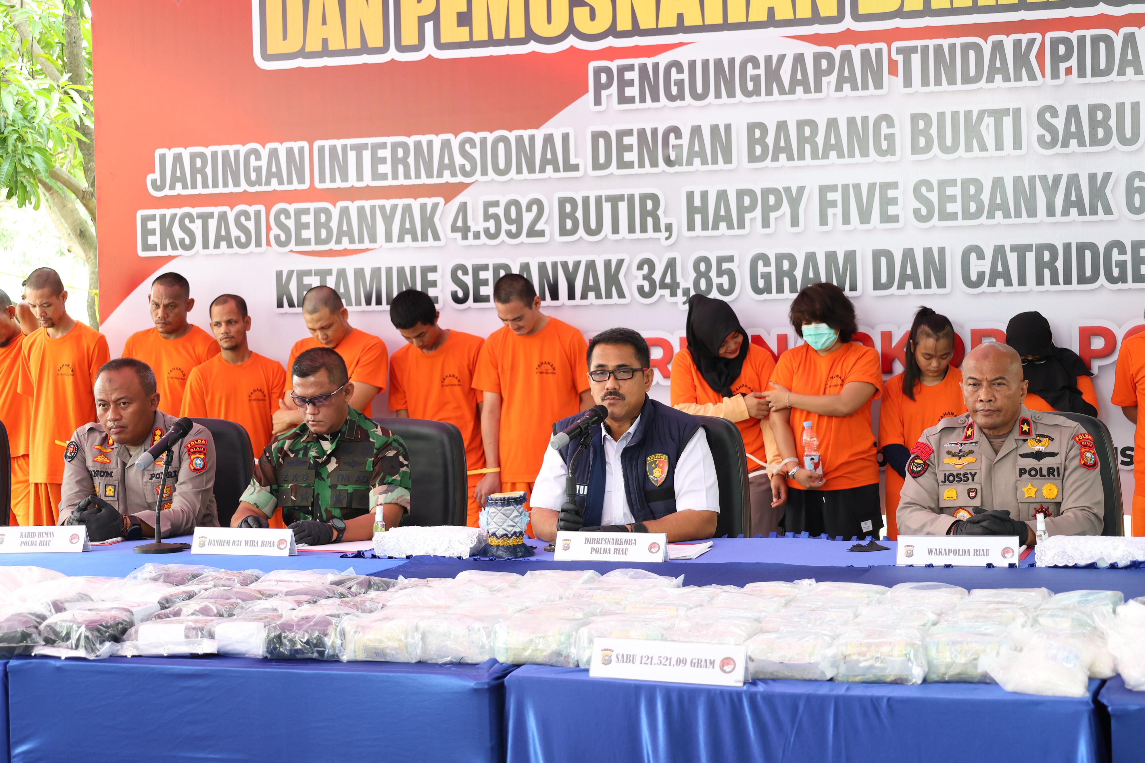 Polda Riau Musnahkan Narkoba Rp 123,7 M Hasil Operasi 3 Bulan