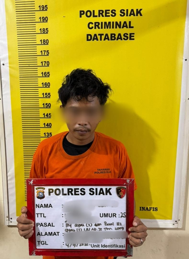 Satnarkoba Polres Siak Bekuk Bandar Shabu Di Bunga Raya, Satu Pelaku Diamankan