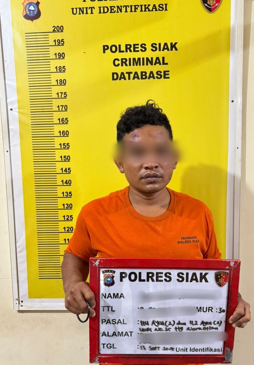 Satresnarkoba Polres Siak Bekuk Bandar Shabu Di Minas, Amankan 9,77 Gram Barang Bukti