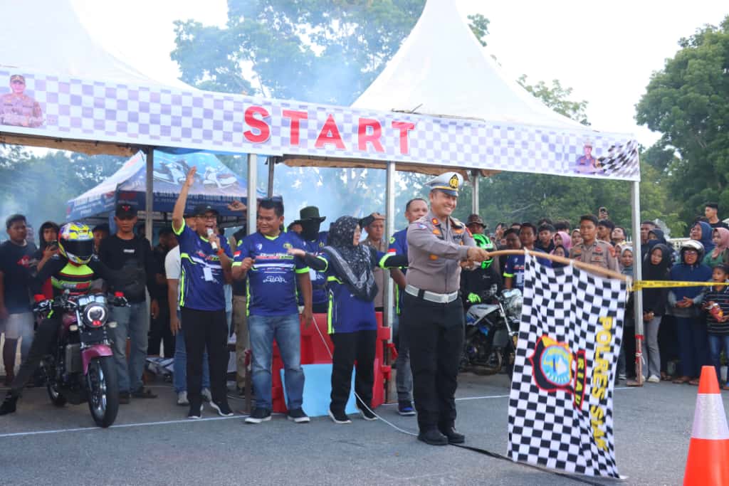 Drag Bike Zero Insiden Sangat Luar Biasa, Meriahkan HUT Lalu Lintas Bhayangkara Ke-70 di Siak