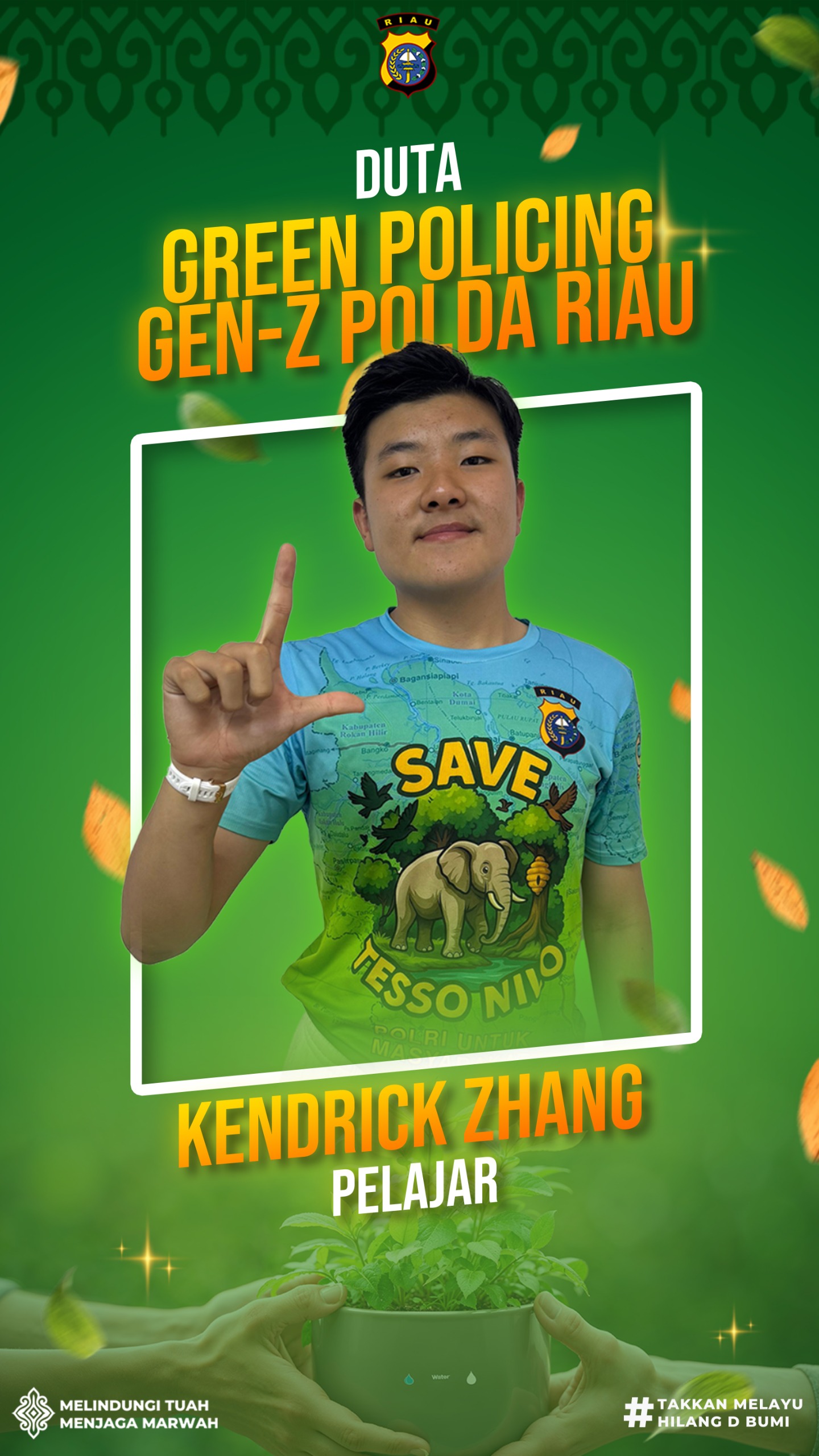 Polda Riau Tunjuk Megi Irawan Dan Kendrick Zhang sebagai Duta Green Policing