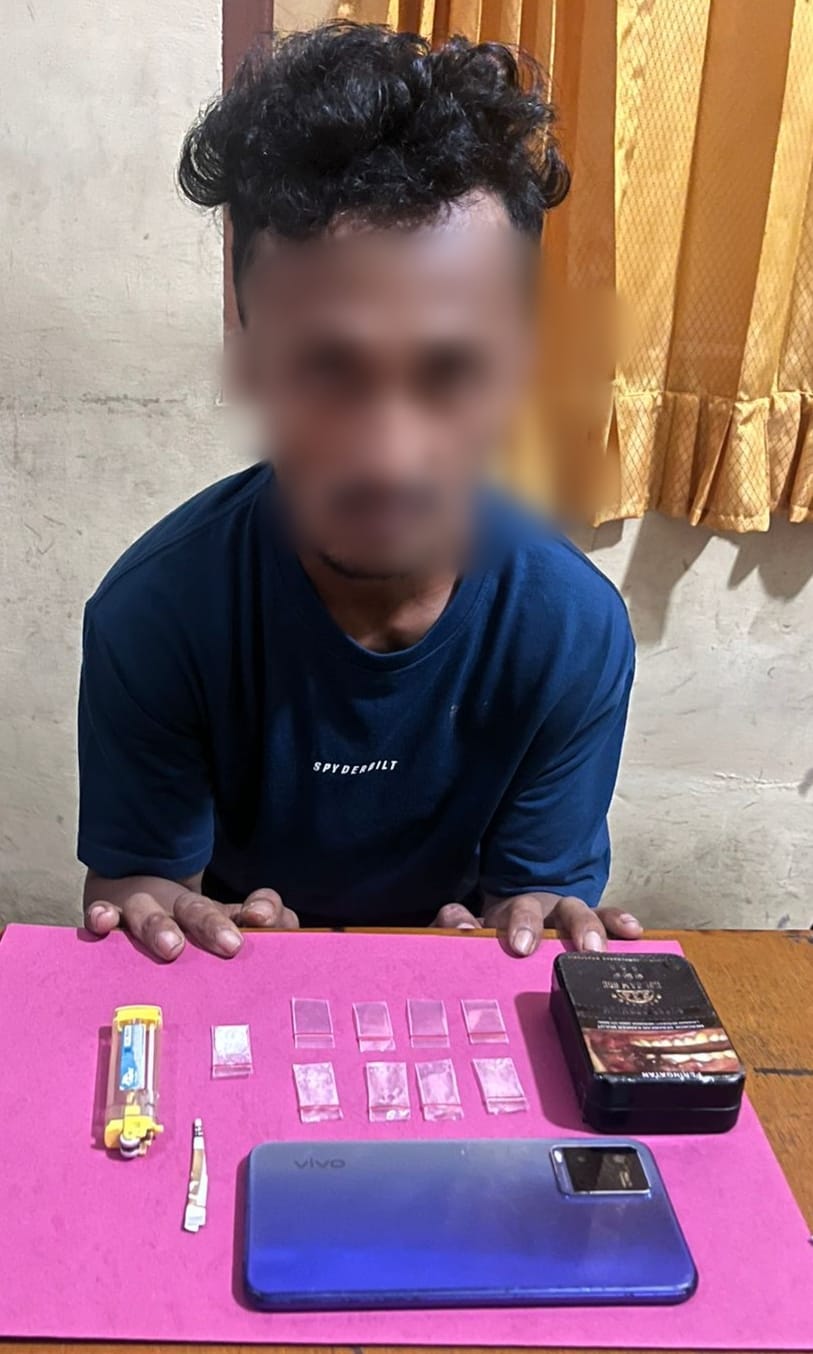 Polsek Bungaraya Amankan Pengedar Shabu di Pusako, Barang Bukti Disimpan Dalam Kaleng Rokok