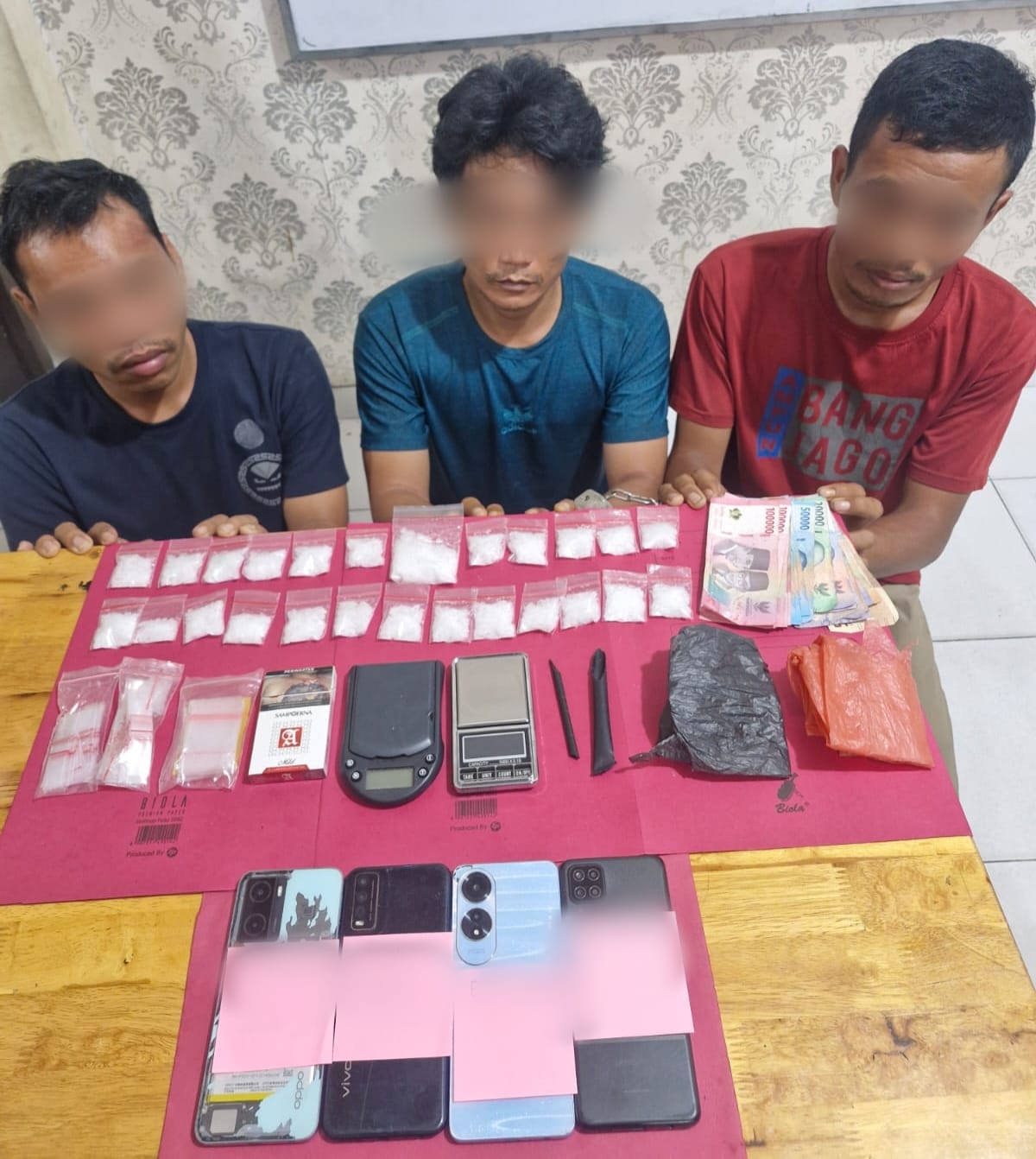 Satresnarkoba Polres Siak Ungkap Peredaran 132,2 Gram Sabu di Kandis, Tiga Pelaku Ditangkap