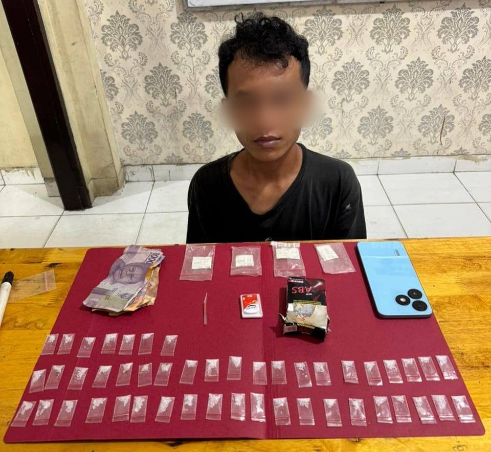 Satresnarkoba Polres Siak Tangkap Bandar Shabu di Tualang, Sita 47 Paket Siap Edar
