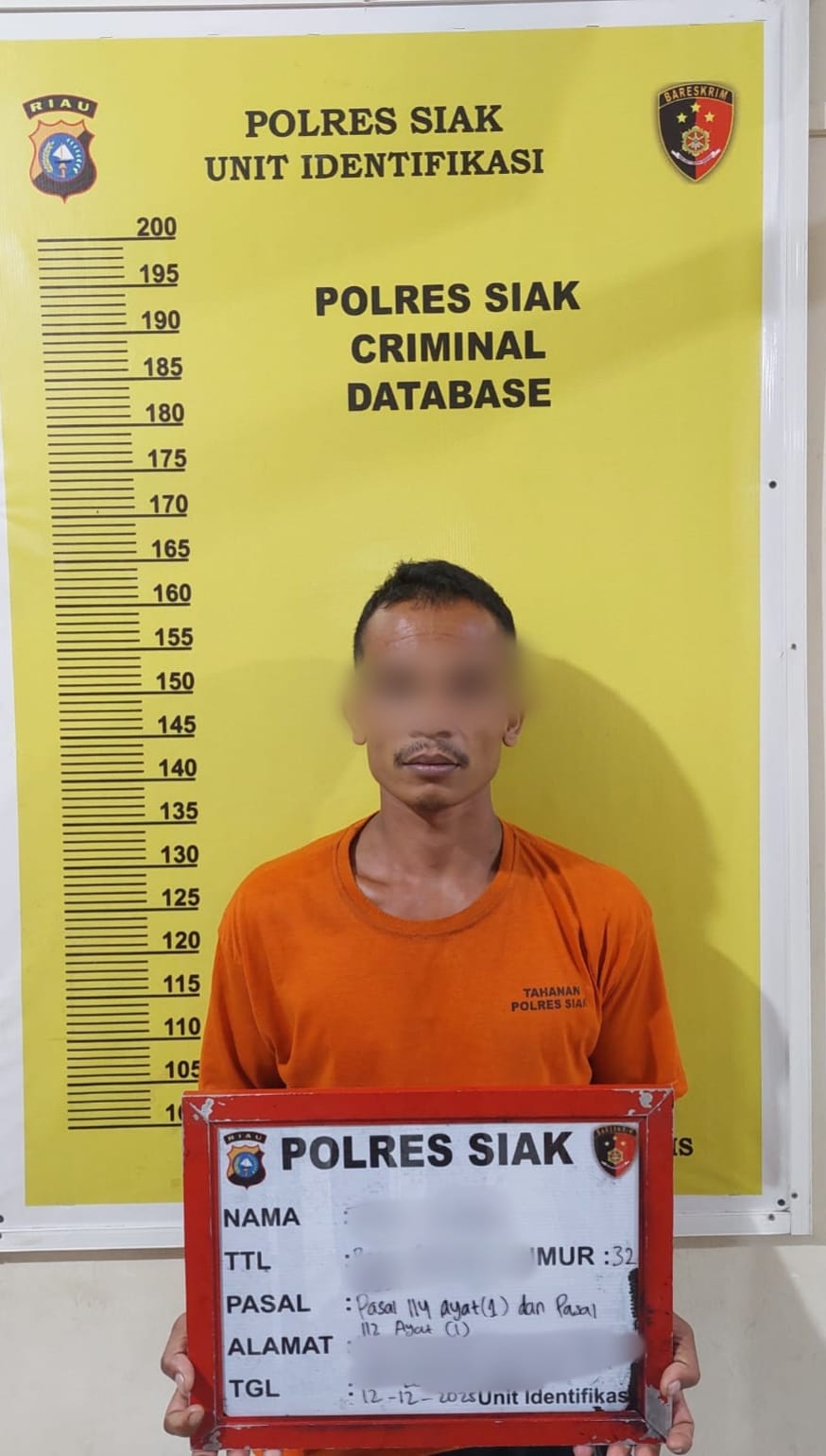 Polres Siak Ungkap Peredaran Sabu 2,85 Gram di Tualang, Satu Bandar Diamankan