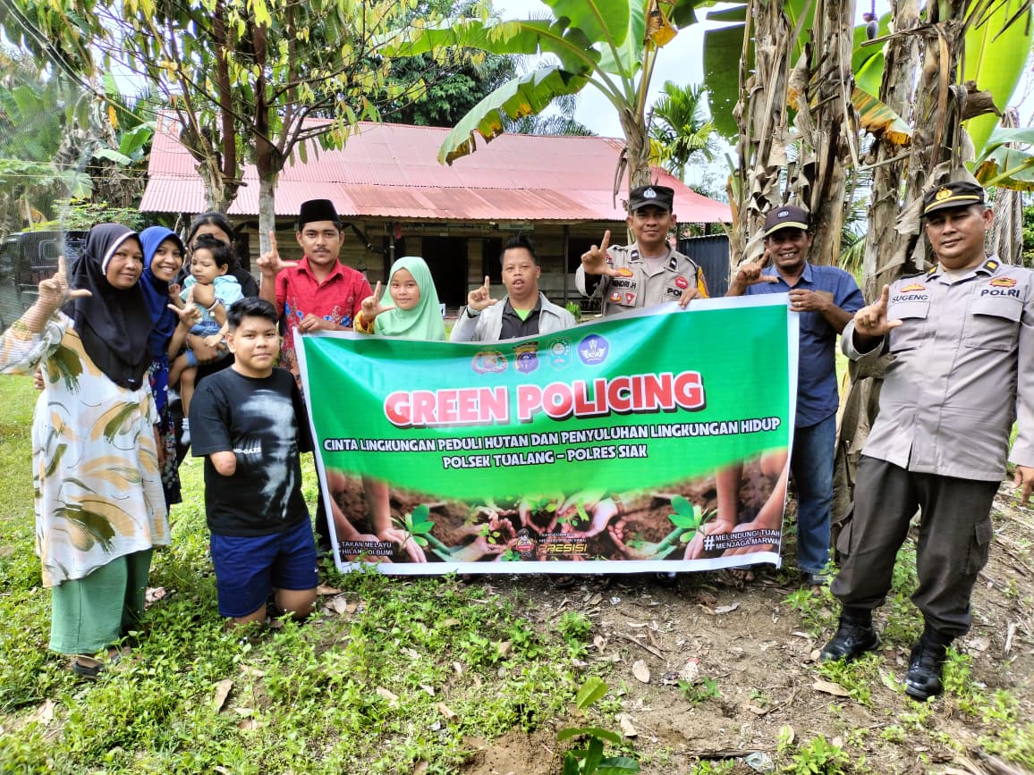 Green Policing Polsek Tualang Gandeng Anak Disabilitas Tanam Pohon di Yayasan Berkah Ikhlas Hati